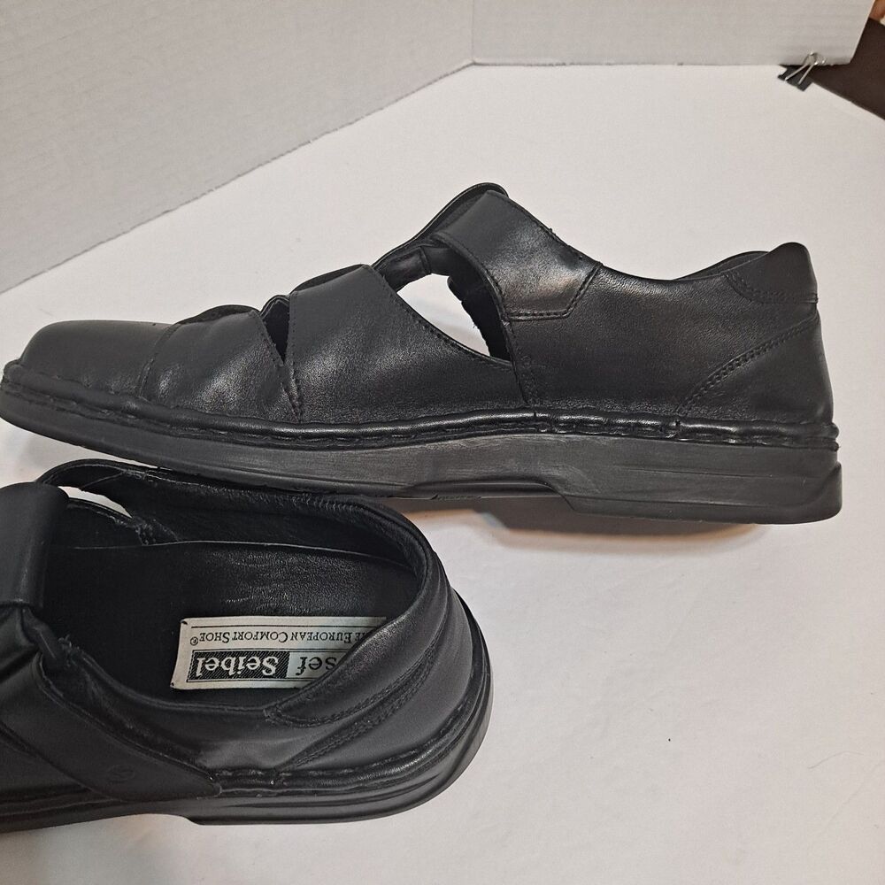 Josef Seibel Men’s Black Leather Strappy Walking Fishermans Sandals  EU 43 - Picture 7 of 10